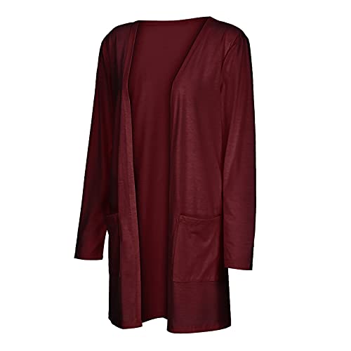 Lightweight Cardigan for Women 2024 Fall Casual Solid Long Sleeve Open Front Cardigans Outwear with Pockets