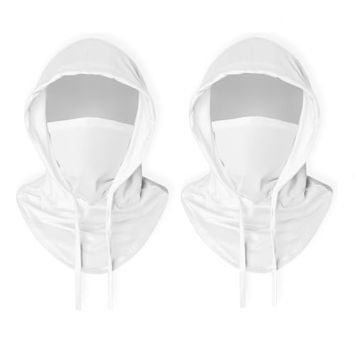 Adjustable Balaclava Face Mask, Ice Silk Design, 2-Pack Shiesty Ski Mask for Men, Women, and Kids, UV Protection Sun Hood (Silk, White)
