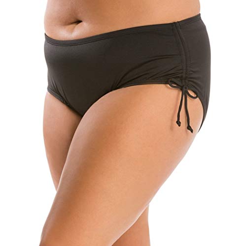24th & Ocean womens High Waist Side Tie Hipster Swimsuit Bikini Bottoms, Black Solid, Medium US
