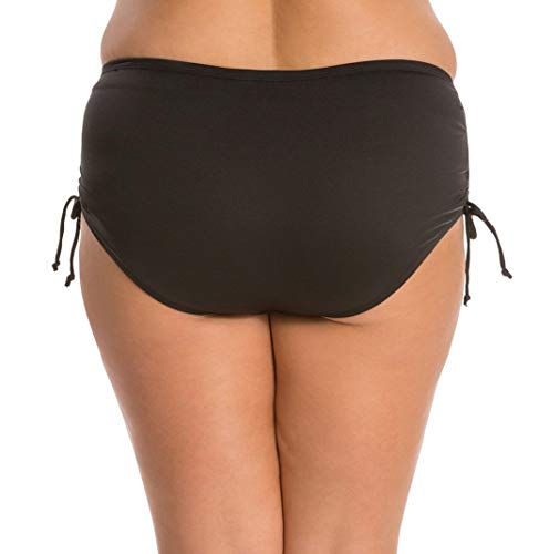24th & Ocean womens High Waist Side Tie Hipster Swimsuit Bikini Bottoms, Black Solid, Medium US