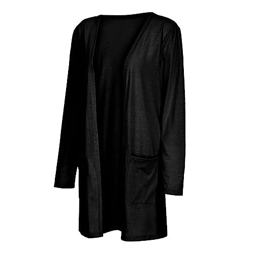 Lightweight Cardigan for Women 2024 Fall Casual Solid Long Sleeve Open Front Cardigans Outwear with Pockets