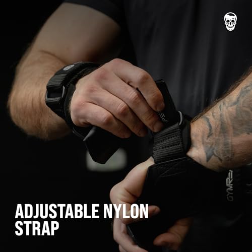 Gymreapers Weight Lifting Grips (Pair) for Heavy Powerlifting, Deadlifts, Rows, Pull Ups, with Neoprene Padded Wrist Wraps Support and Strong Rubber Gloves or Straps for Bodybuilding (Black, Small)