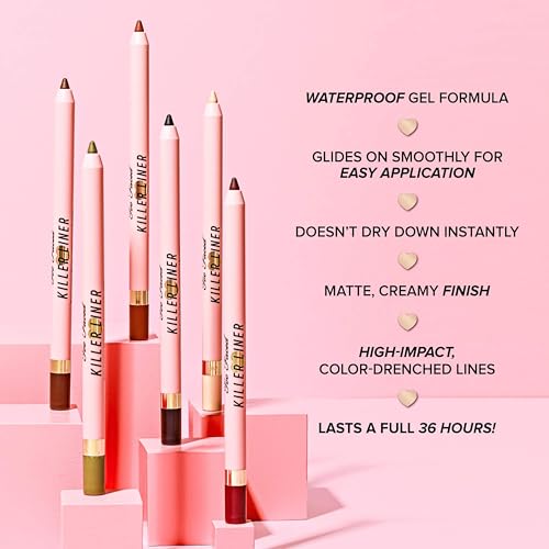 Too Faced Killer Liner 36 Hour Waterproof Gel Eyeliner Pencil | Long Lasting + Smudge Proof, 0.04 Ounce, Metallic Taupe