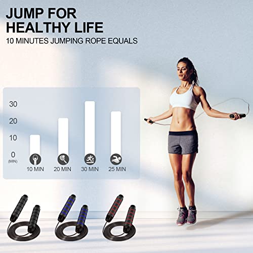 FITMYFAVO Jump Rope Cotton Adjustable Skipping Weighted jumprope for Women,Adult and Children Athletic Fitness Exercise Jumping Rope (Black)