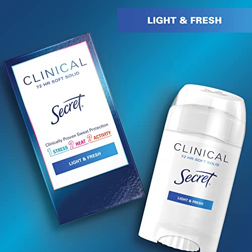 Secret Clinical Strength Antiperspirant and Deodorant for Women, Light & Fresh, Soft Solid, 1.6 oz (Pack of 3)