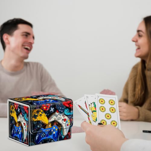 ACWDMKH for MTG Commander Deck Box,Card Deck Box for Trading Card Yugioh MTG Cards,Fits 100 Double Sleeved Cards,PU Leather Magnet TCG MTG Deck Case for Magic Commander Deck Box,Purple Snake Flower