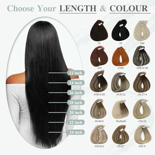 Ve Sunny Brown Tape in Hair Extensions Cool Brown Fading to Ash Brown Mix Light Blonde Tape in Hair Extensions for Women Brown Hair Extensions Short Straight Remy Hair 25g 14inch