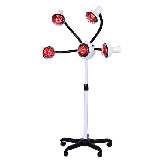 750W Infrared Heat Lamp Red Light,5 Head Portable Floor Hair Dryer Stand Up Color Processor Styling Perming Dryer Accelerator (c)