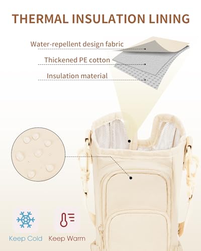 sportsnew Water Bottle Carrier Bag with Phone Pocket for Stanley Brumate era 40oz Insulated Water Bottle Holder Pouch with Strap Water Bottle Bag with Straw Cover for Stanley Cup Accessories