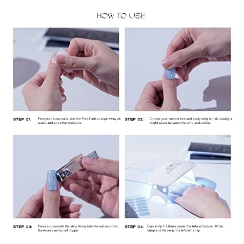 Adora Couture Semi Cured Gel Nail Strips with 30 Pieces, Salon Quality Nail Wraps for Women, Glossy Blue Purple Pattern with Glitter UV Gel Nail Stickers, UV Light Required, Stellar