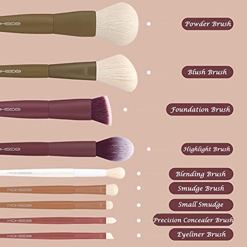 Makeup Brushes, EIGSHOW 5 Colors Essential Kabuki Makeup Brush Set with Ultra-soft Synthetic Fibers for Powder Blush Concealers Contouring Highlighting Makeup Brush Gift Set for Women(Warm Colors)