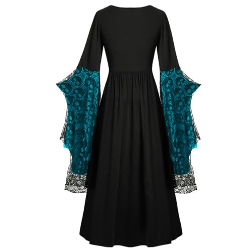 Rkwins Renaissance Dress for Women Gothic Vampire Dress Scary Print Maxi Dress Plus Size Witch Dress Medieval Corset Dress