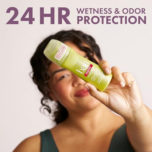 Ban Invisible Roll-on Antiperspirant Deodorant for Women and Men, 24-hour Underarm Odor & Sweat Protection, Satin Breeze, 3.5 Oz, Pack of 4