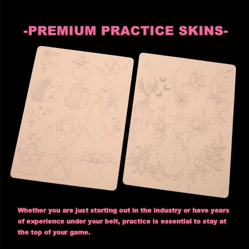 1pc Premium Silicone Tattoo Training Pad Double Side Pre-Printed Pink Tiny Tattoo Practice Skin for Body Art Tattoo Training (1pc)