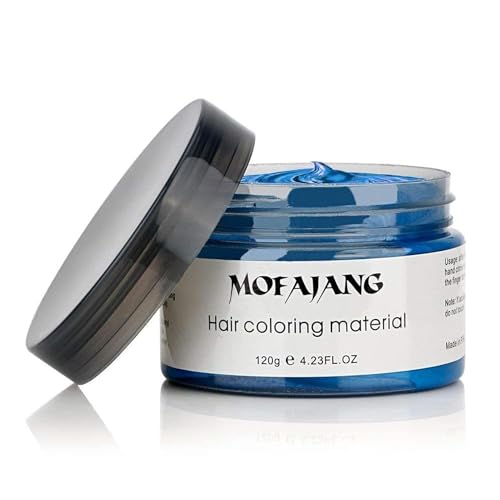 Instant Hair Dye Wax, SOVONCARE Blue Temporary Color Hair Wax Natural Hairstyle Cream Mud for Men & Women Christmas Cosplay Date 4.23 oz (Blue)