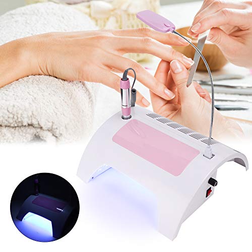 5 in 1 Nail Dust Collector with Drill, Multifunctional Electric Nail Drill Machine with Dust Collector Vacuum LED Desk Lamp Hand Rest Pillow for Acrylic Nails(US)