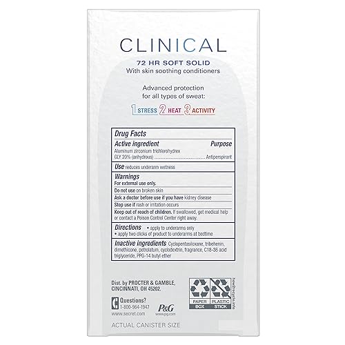 Secret Clinical Strength Antiperspirant and Deodorant for Women, Light & Fresh, Soft Solid, 1.6 oz (Pack of 3)