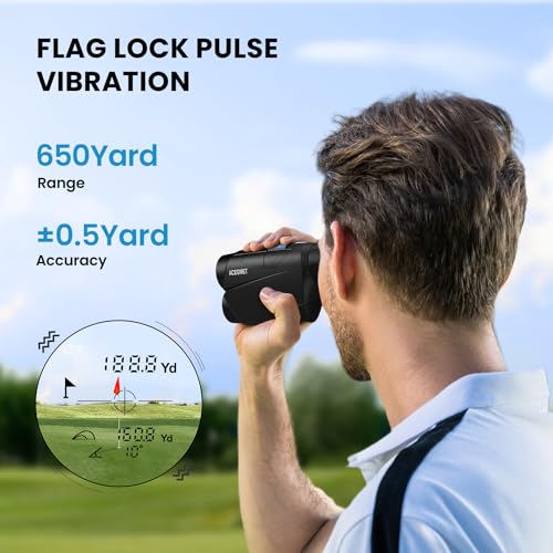ACEGMET Golf Rangefinder, USB Charging Range Finder Golf, 650 Yards Golf Range Finder, Flag Lock and Pulse Vibration Laser Rangefinders, Fast Focus and Continuous Scan Golf Rangefinder with Slope