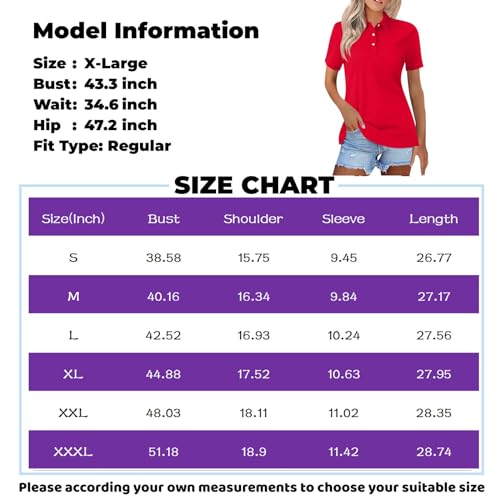 4th of July Outfits for Women,Deals of The Day Polo Shirts for Women Womens Tops,Shirts for Women Trendy Summer Summer Tops for Women 2024 Trendy Blouses for Women Dressy Casual(Al-Vermilion,XXXL)
