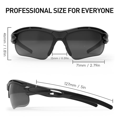 ACBLUCE Sports Polarized Sunglasses for Men Women Cycling Baseball Fishing Sunglasses Running Driving Black Hiking Glasses