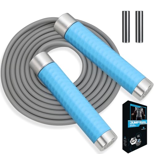 Weighted Jump Rope for Men,Women and kids(1LB), Jump Ropes for Fitness, Speed Skipping Rope, Gym,Indoor/Outdoor - Fitness, Workout, Boxing,crossfit (Black)