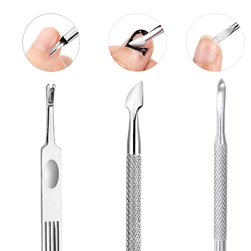 6PCS Cuticle Pusher Set, Stainless Steel Cuticle Remover Kit, Cutter and Trimmer Manicure and Pedicure Tools for Fingernail and Toenails