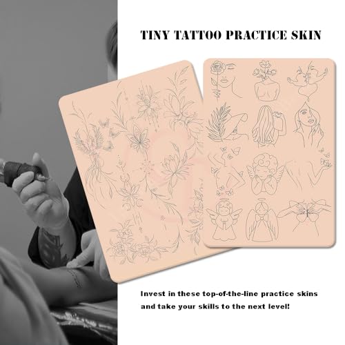1pc Premium Silicone Tattoo Training Pad Double Side Pre-Printed Pink Tiny Tattoo Practice Skin for Body Art Tattoo Training (1pc)