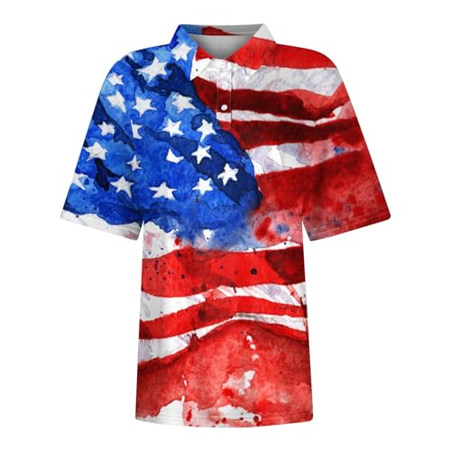 4th of July Outfits for Women,Deals of The Day Polo Shirts for Women Womens Tops,Shirts for Women Trendy Summer Summer Tops for Women 2024 Trendy Blouses for Women Dressy Casual(Al-Vermilion,XXXL)