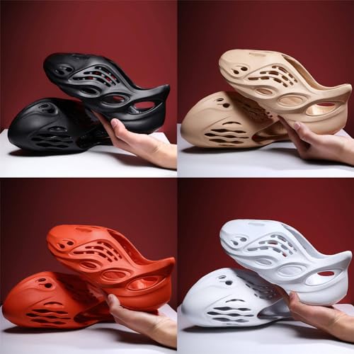 Hahalestore Foam Runners Shoes Fashion Foam Runners Sneakers Hollow Cloud Slippers Lightweight Anti-Slip Breathable Soft Beach Sandals (Black,10.5Women/9Men)