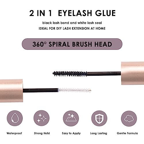 3D Thick Lash Extension Kit 320 Pcs Fluffy Lash Clusters 60D+80D 10-16mm Eyelash Extension Kit Individual Lashes with Bond and Seal Glue Tweezers DIY Eyelash Extensions for Beginners (60D+80D)