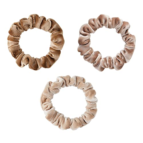 Kristin Ess Velvet Skinnies Scrunchie Set for Women - No Crease Scrunchies + Gentle Hair Ties For All Hair Types - Ponytail Holders, Elastic Hair Ties - Blonde 3 pack