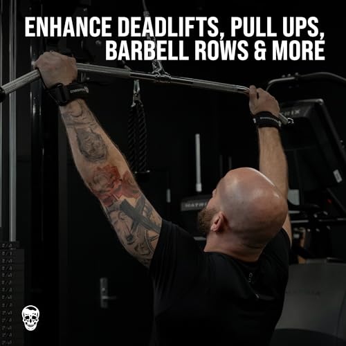 Gymreapers Weight Lifting Grips (Pair) for Heavy Powerlifting, Deadlifts, Rows, Pull Ups, with Neoprene Padded Wrist Wraps Support and Strong Rubber Gloves or Straps for Bodybuilding (Black, Small)