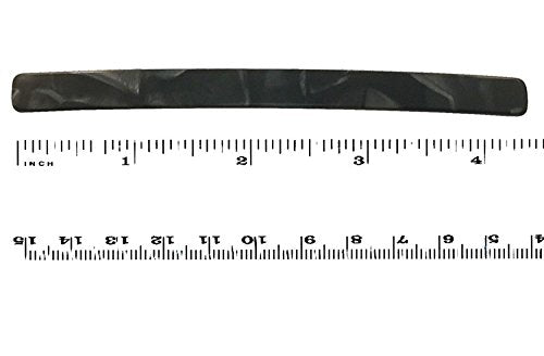 French Amie Long and Thin Large 4" Celluloid Handmade No Slip Durable Hair Barrette Clip for Women, Made in France (Black Nycra)