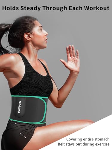 SYXUPAP Waist Trimmer for Women and Men,Waist Trainer for High-Intensity Training & Workouts, Size M Turquoise