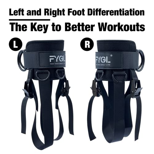 FYGL Dumbbell-Foot-Attachment, Ankle-Strap-for-Cable-Machine, Kickbacks Leg Curl Leg Extensions Glutes Workout at home for Men and Women, Black, Pair