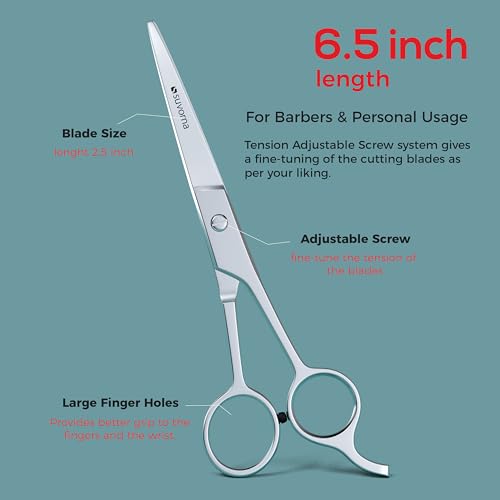 Suvorna 6.5" Hair Cutting Scissors for Professional, Barber & Hairdresser - Extremely Sharp Hair Shears for Cutting, Trimming, Grooming, Precision - Right Hand Hair Scissors for Men, Women, Adults.