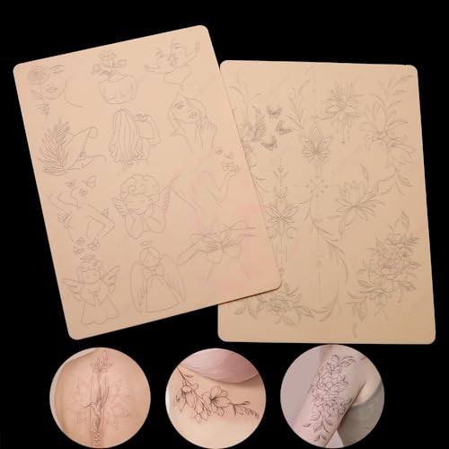1pc Premium Silicone Tattoo Training Pad Double Side Pre-Printed Pink Tiny Tattoo Practice Skin for Body Art Tattoo Training (1pc)