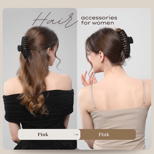 5 Inche Extra Large Claw Clips Hair Clips for Thick Hair and Long Hair, 4 Pack Xl Jumbo Claw clips, Oversized Matte Non-slip Hair Clips for Women, Big Strong Hold Jaw Clip,Black