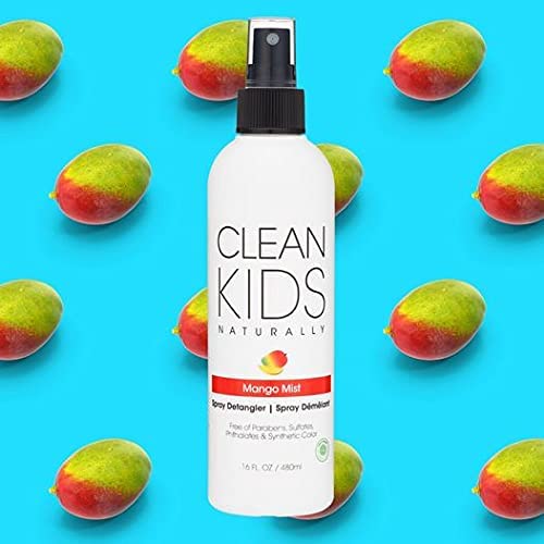 Clean Kids Naturally Mango Mist Spray Detangler (1 Bottle) 8oz, EWG Verified