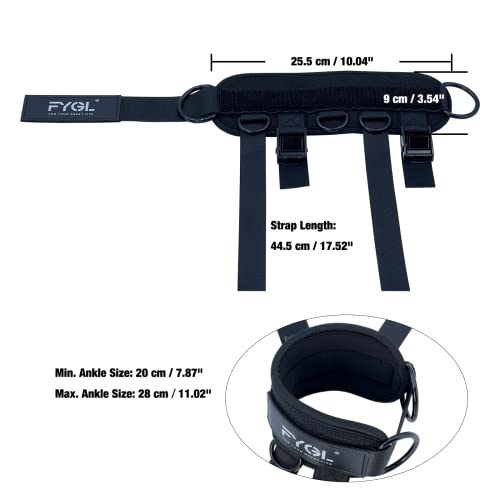 FYGL Dumbbell-Foot-Attachment, Ankle-Strap-for-Cable-Machine, Kickbacks Leg Curl Leg Extensions Glutes Workout at home for Men and Women, Black, Pair