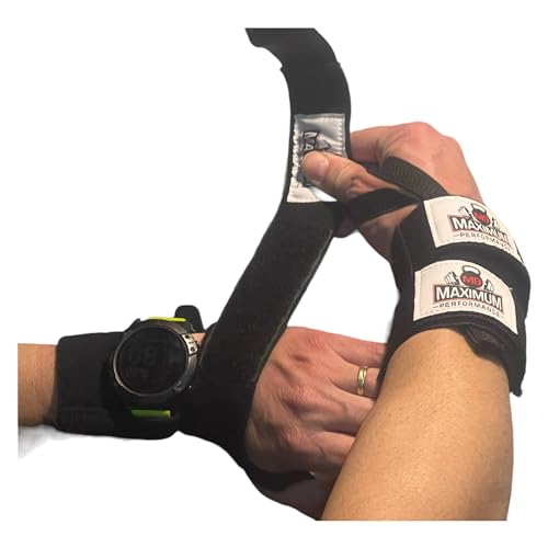 M9 Maximum Performance - Smart Watch Split Wrist Wraps for Men & Women, Wrist Straps for Weightlifting, Crossfit, Strength Training, Bodybuilding, Elastic with Thumb Loop, Gym Accessories, Black 12"