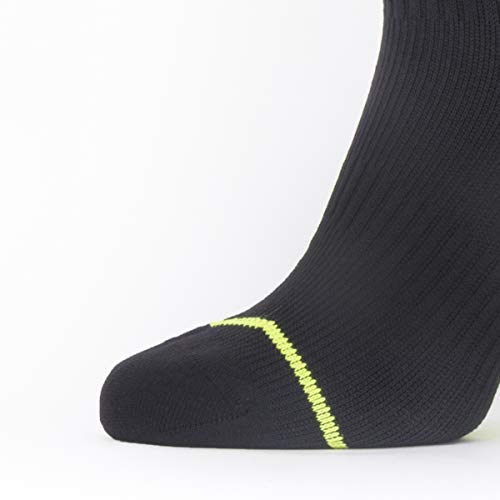 SEALSKINZ Unisex Waterproof All Weather Mid Length Sock With Hydrostop, Black/Neon Yellow, Large