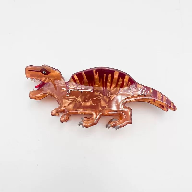 QGMZTNL Dinosaur Hair Clips - Animal Hair Decorations - Fun and Cute for Girls and Women - Medium Size - Suitable for Thin or Thick Hair (Brown dinosaur)