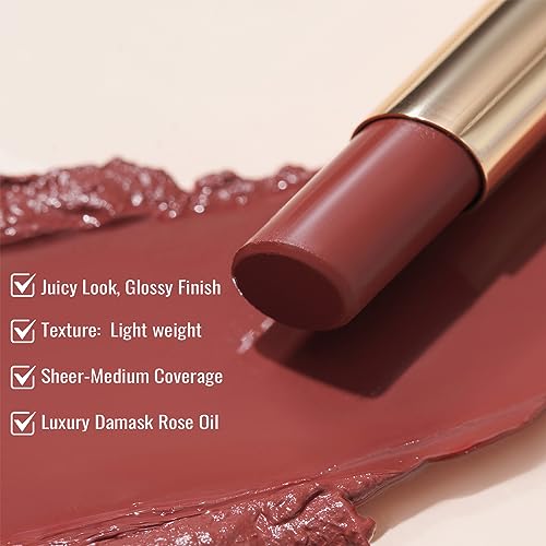 Oulac Moisturizing Shine Red Lipstick for Women, 2 in 1 Tinted Lip Balm for Winter, Hydrated Juicy and Glossy Lip Color for Dry, Cracked and Chapped Lips, Vegan 2.2g/0.07oz (02)