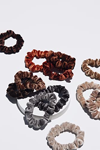 Kristin Ess Velvet Skinnies Scrunchie Set for Women - No Crease Scrunchies + Gentle Hair Ties For All Hair Types - Ponytail Holders, Elastic Hair Ties - Blonde 3 pack