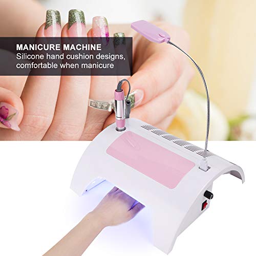 5 in 1 Nail Dust Collector with Drill, Multifunctional Electric Nail Drill Machine with Dust Collector Vacuum LED Desk Lamp Hand Rest Pillow for Acrylic Nails(US)