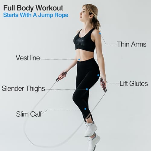 VOISEN Jump Rope,10 Pack Adjustable Skipping Rope with Soft Foam Handles, Tangle-Free Rapid Speed Jumping Rope with Ball Bearings for Women, Men, and Kids Aerobic Exercise