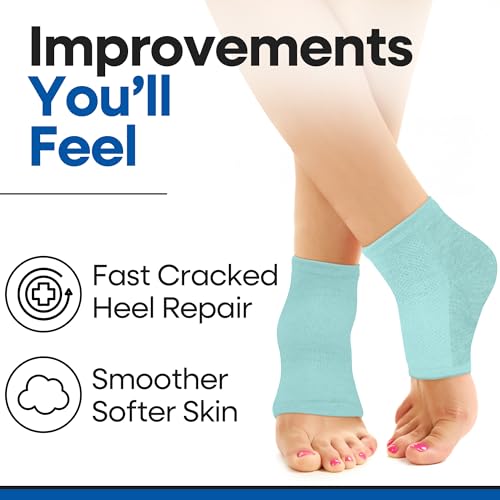 Moisturizing Socks for Women & Men | Aloe Vera Cracked Heel Treatment | Foot Callus Remover | Aloe Socks for Cracked Heels & Dry Cracked Feet | Lotion Infused Gel Heel Socks (Fits Most - 2 Pairs)