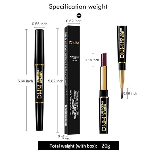 Kaely 2in1 Plum Red Lip Liner & Lipstick Set Kit for Women, DNM Matte Lips Kit with Lip Liner Lip Stains Long Lasting Waterproof 24 Hour Lipstick and Lip Liners Combo Lipliners Pencil Set 02