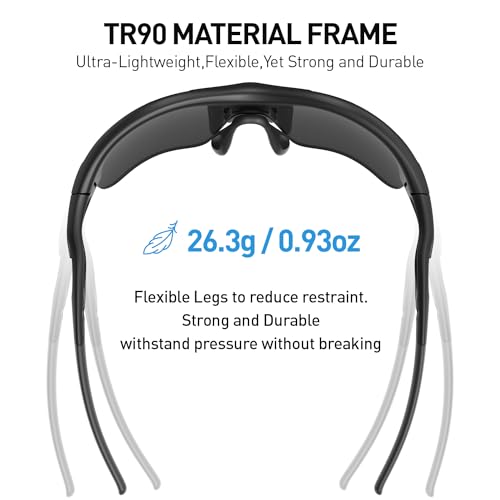 ACBLUCE Sports Polarized Sunglasses for Men Women Cycling Baseball Fishing Sunglasses Running Driving Black Hiking Glasses